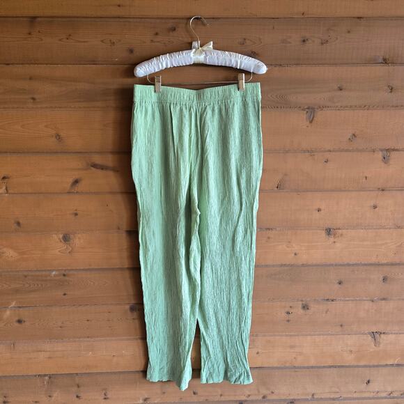 Madewell Crinkled Crepe Straight Leg Crop Pant Seedling Green Medium Pull On - Picture 3 of 6